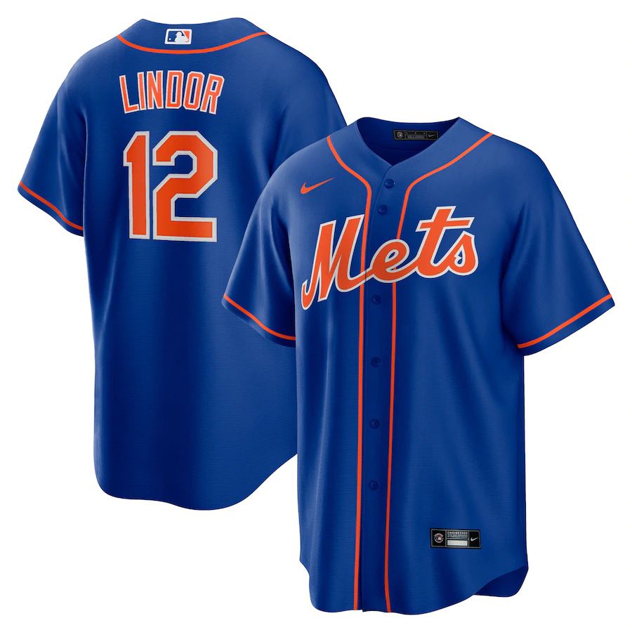 Mens New York Mets 12 Francisco Lindor Nike Royal Alternate Replica Player MLB Jerseys